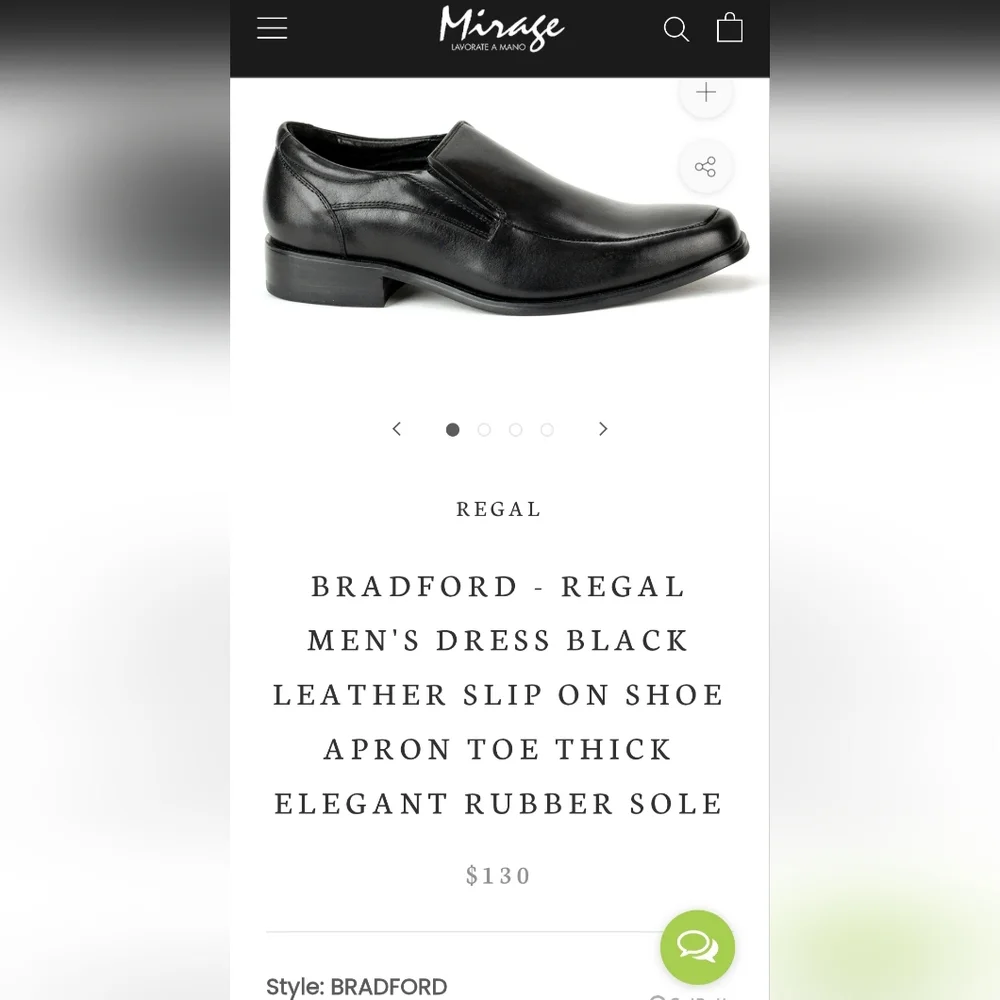 Black Men's Regal By Mirage Bradford Slip-On Leather Dress Shoes, Size 8, New